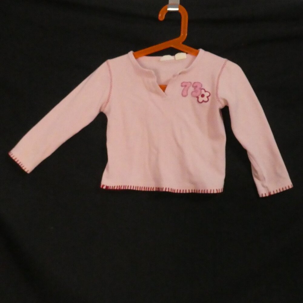 CHEROKEE | 3X | Pink Long Sleeve Top With 73 and Flower Applique